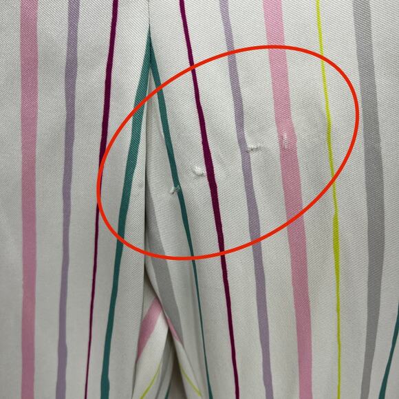 Badgley Mischka US 10 White Pastel Striped Crop Pants High Waist - Picture 8 of 10